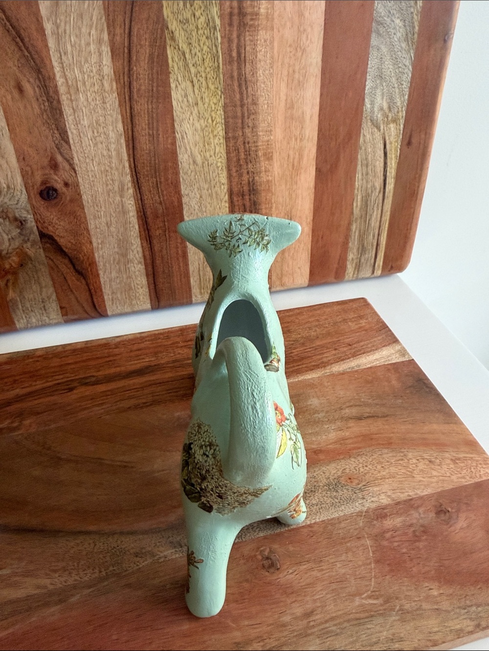Decorative Green Floral Ceramic Cow Planter Unbranded - Picture 2 of 7